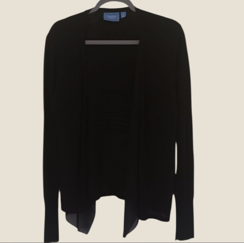 NWT Simply Vera Wang Women's Medium Black Layered Elegant Open Cardigan Gothic